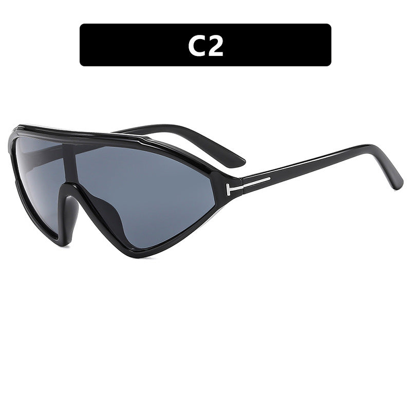 T-Shaped Asymmetric Split-Frame Sunglasses – Trendy Retro Runway Style