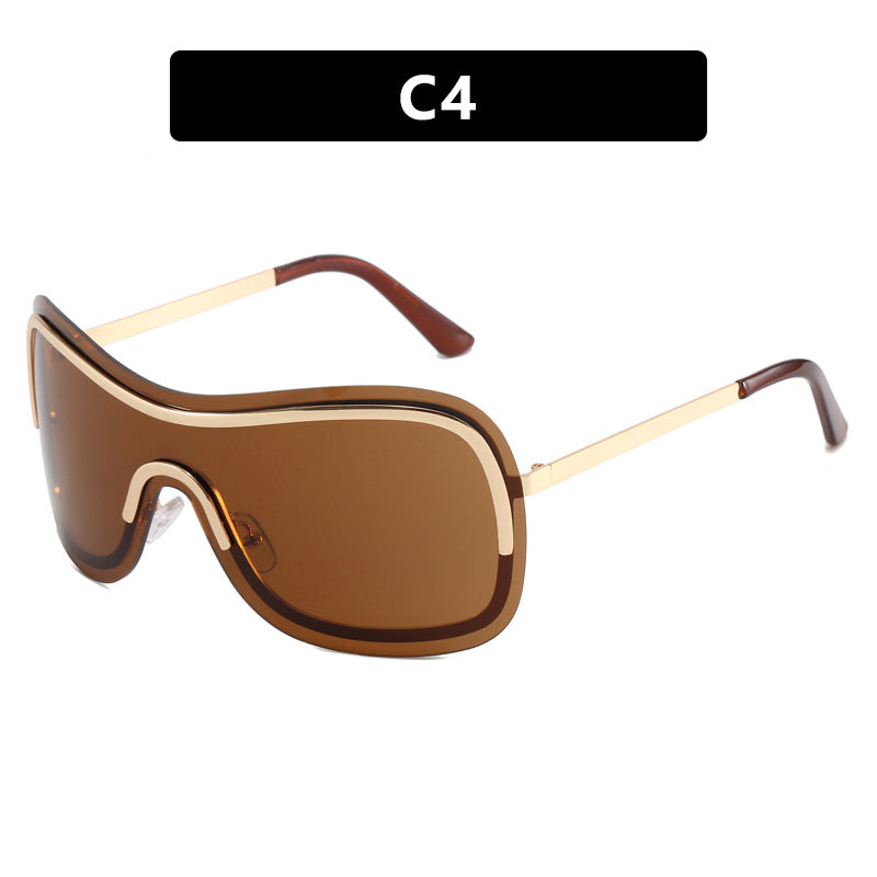 Y2K Frameless One-Piece Sunglasses – Trendy Metal Statement Shades for Outdoor & Instagram Fashion