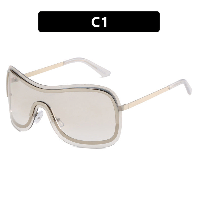 Y2K Frameless One-Piece Sunglasses – Trendy Metal Statement Shades for Outdoor & Instagram Fashion