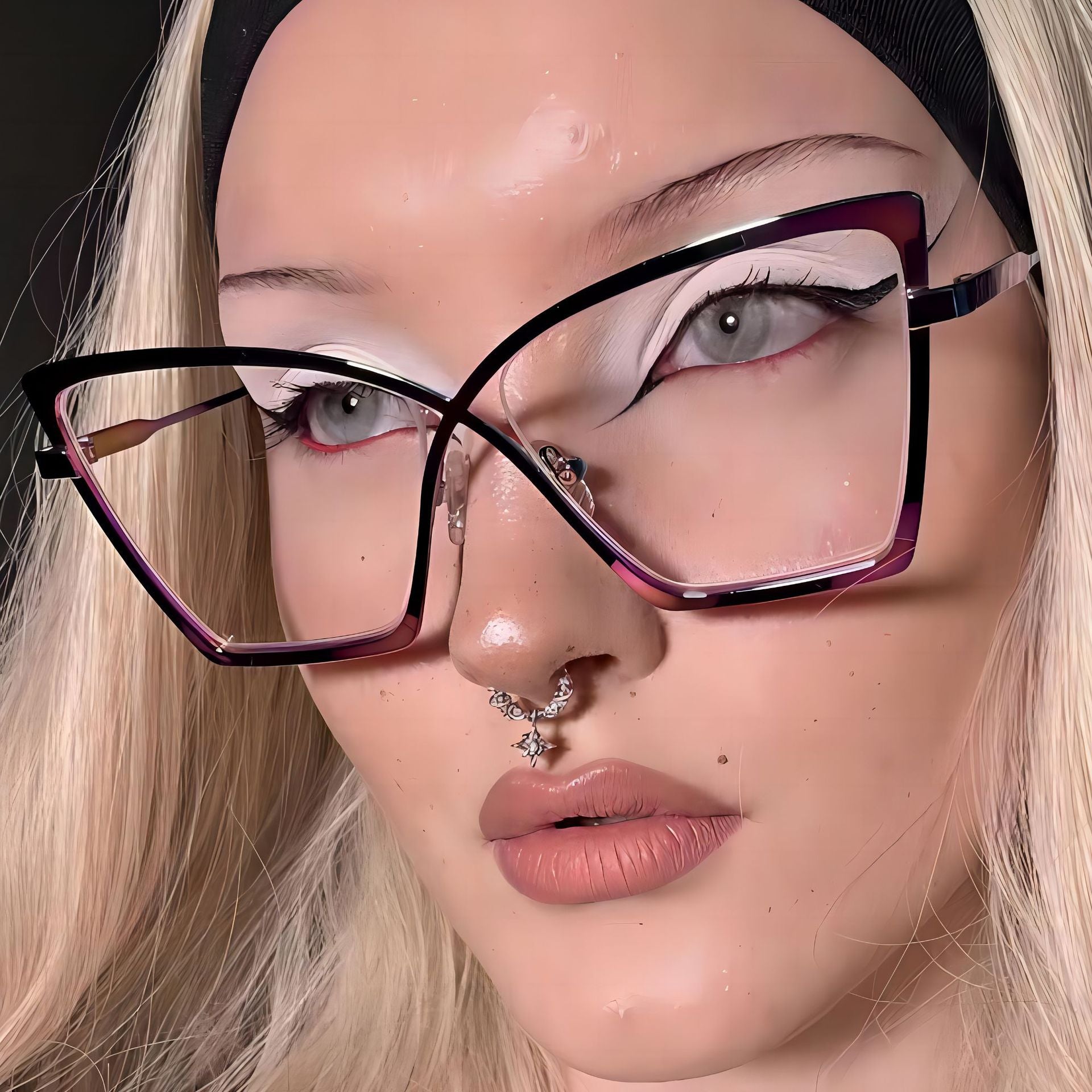 Oversized Metal Blue-Light Blocking Glasses – Trendy Vintage Eyewear Inspired by Street Style