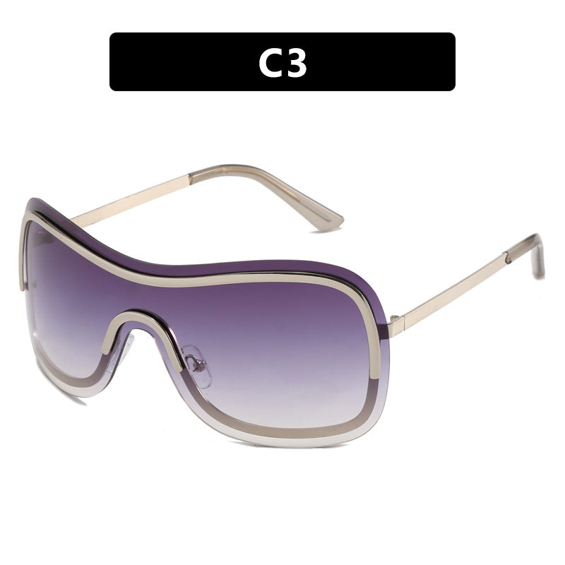 Y2K Frameless One-Piece Sunglasses – Trendy Metal Statement Shades for Outdoor & Instagram Fashion