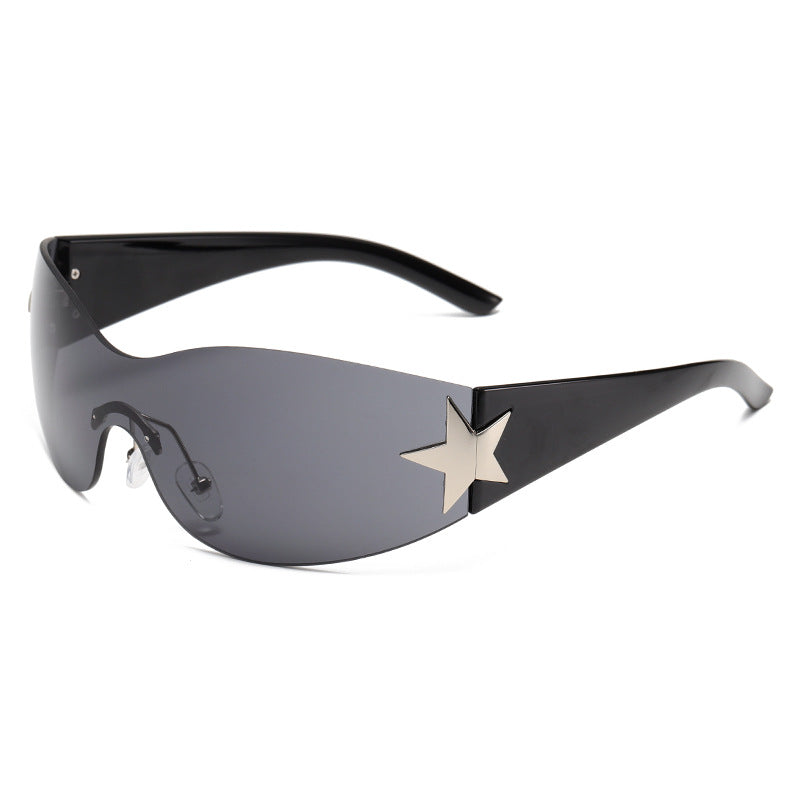 Trendy Y2K Frameless Pentagram Sunglasses – Unique One-Piece, Instagram-Worthy Statement Shades