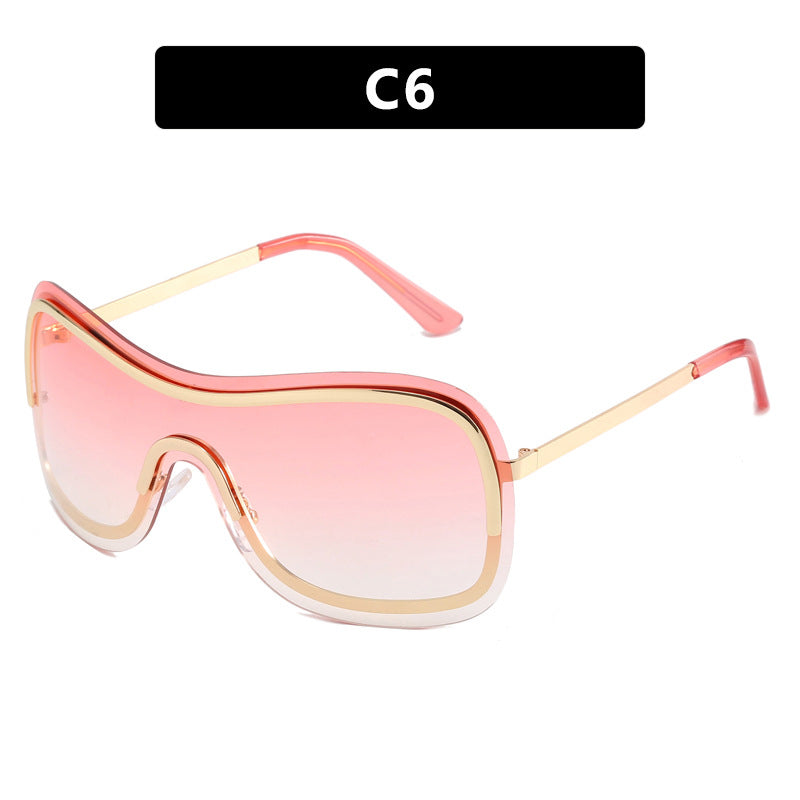 Y2K Frameless One-Piece Sunglasses – Trendy Metal Statement Shades for Outdoor & Instagram Fashion
