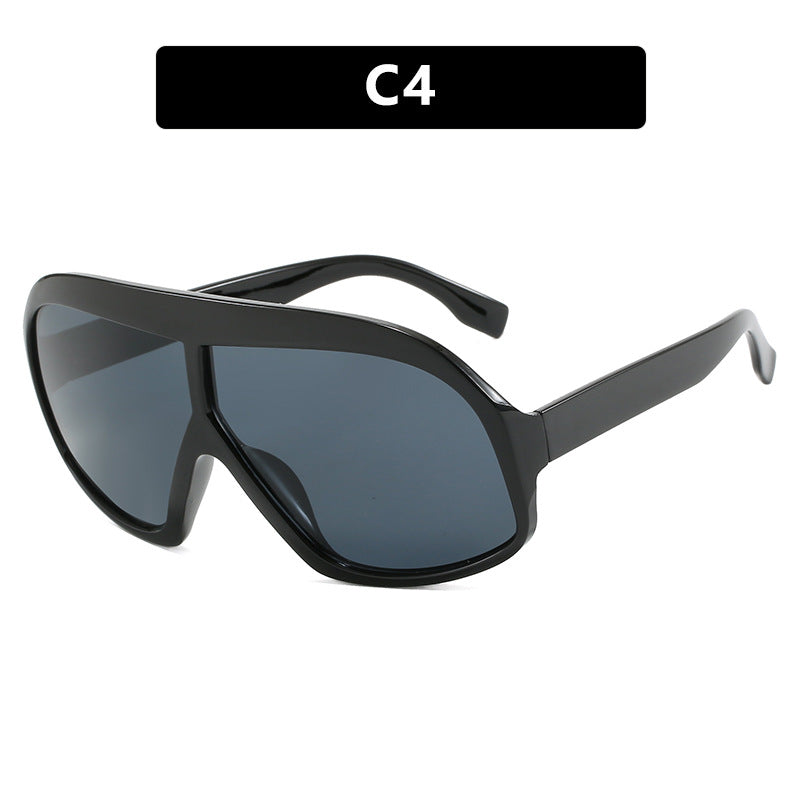 One-Piece Wraparound Oversized Sunglasses – Trendy, Versatile Shades with a Sleek Modern Look