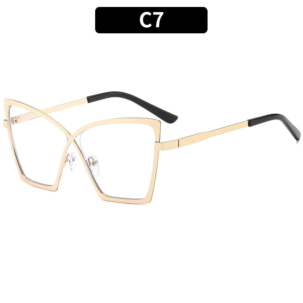 Oversized Metal Blue-Light Blocking Glasses – Trendy Vintage Eyewear Inspired by Street Style