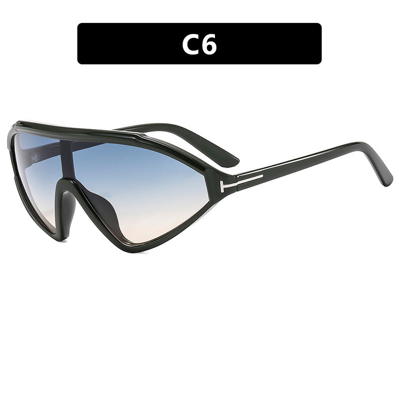 T-Shaped Asymmetric Split-Frame Sunglasses – Trendy Retro Runway Style