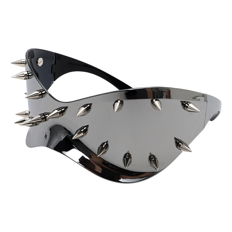 Y2K Oversized Rivet Frame Sunglasses – Futuristic Fashion Shades for Women & Men, Unique and Trendy Streetwear Eyewear
