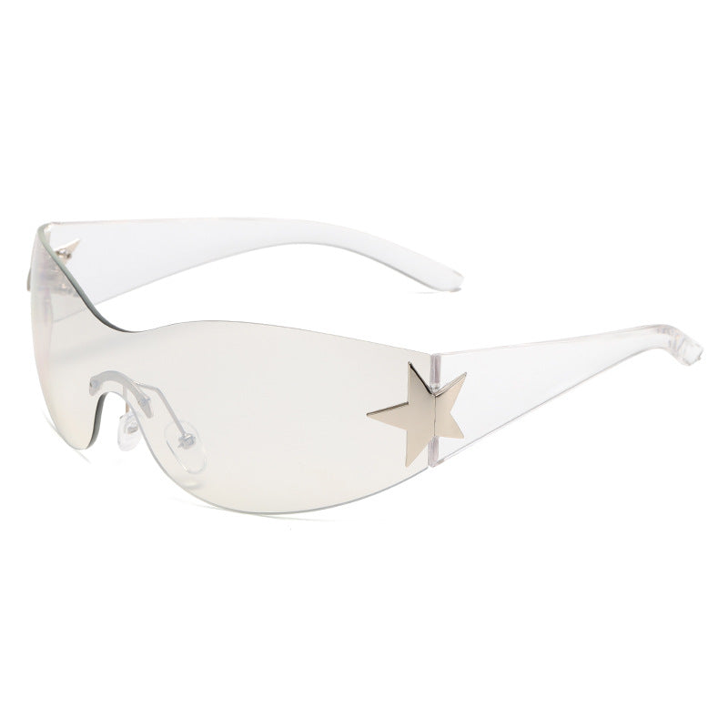 Trendy Y2K Frameless Pentagram Sunglasses – Unique One-Piece, Instagram-Worthy Statement Shades