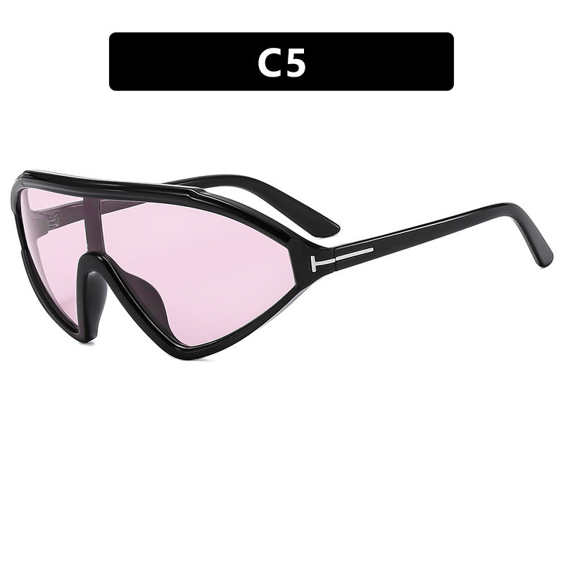 T-Shaped Asymmetric Split-Frame Sunglasses – Trendy Retro Runway Style