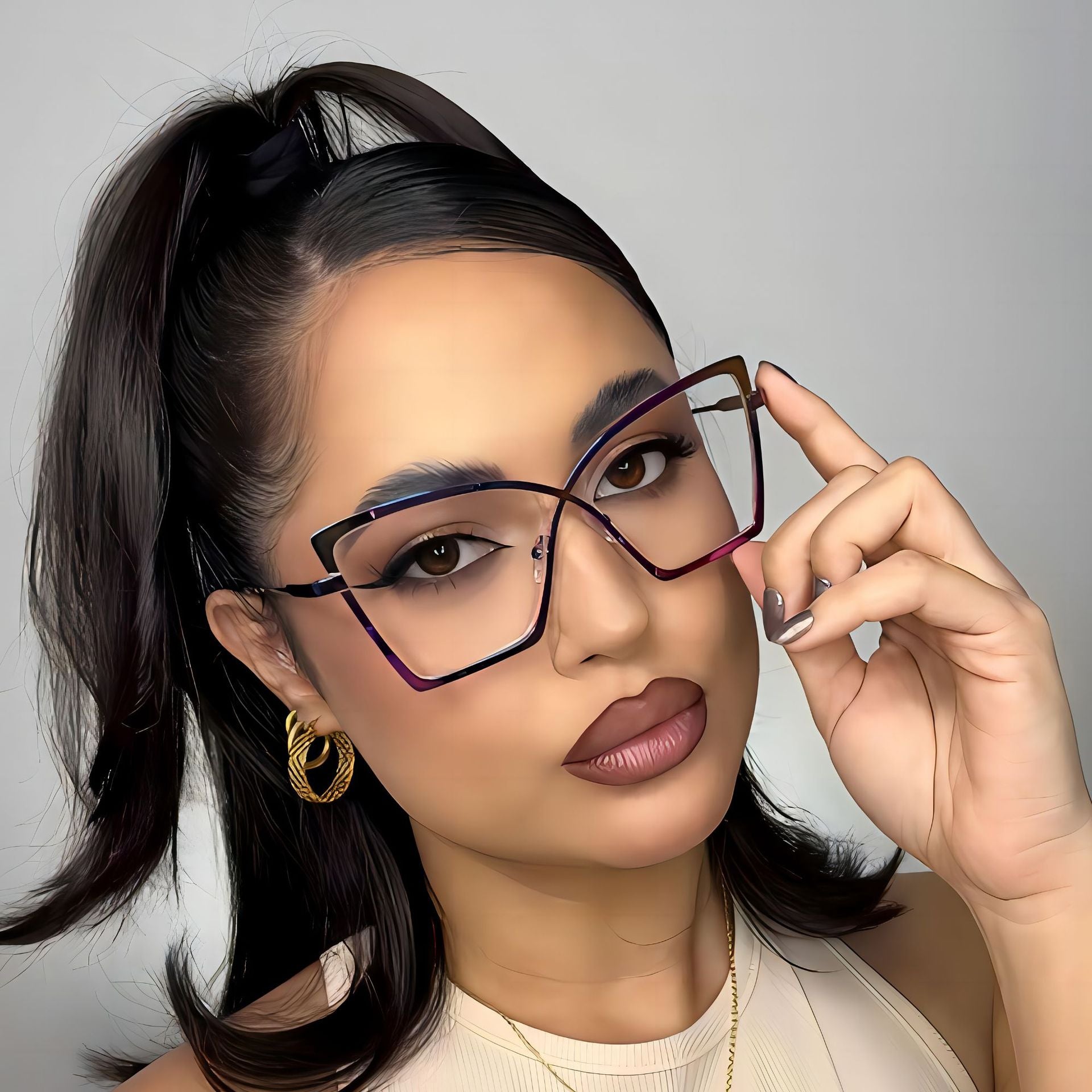 Oversized Metal Blue-Light Blocking Glasses – Trendy Vintage Eyewear Inspired by Street Style