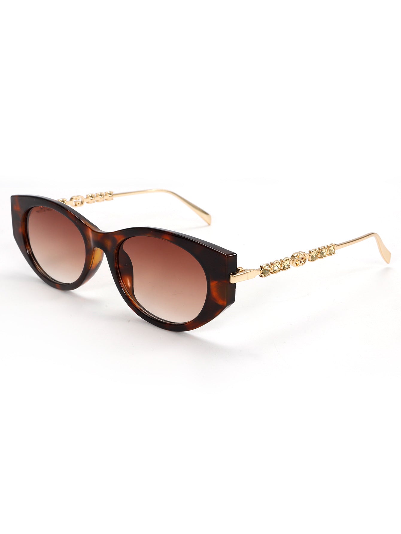 Retro Cat-Eye Sunglasses with Chain Design – Small Frame Fashion Shades for Women