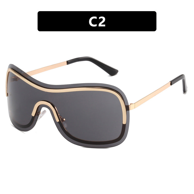 Y2K Frameless One-Piece Sunglasses – Trendy Metal Statement Shades for Outdoor & Instagram Fashion