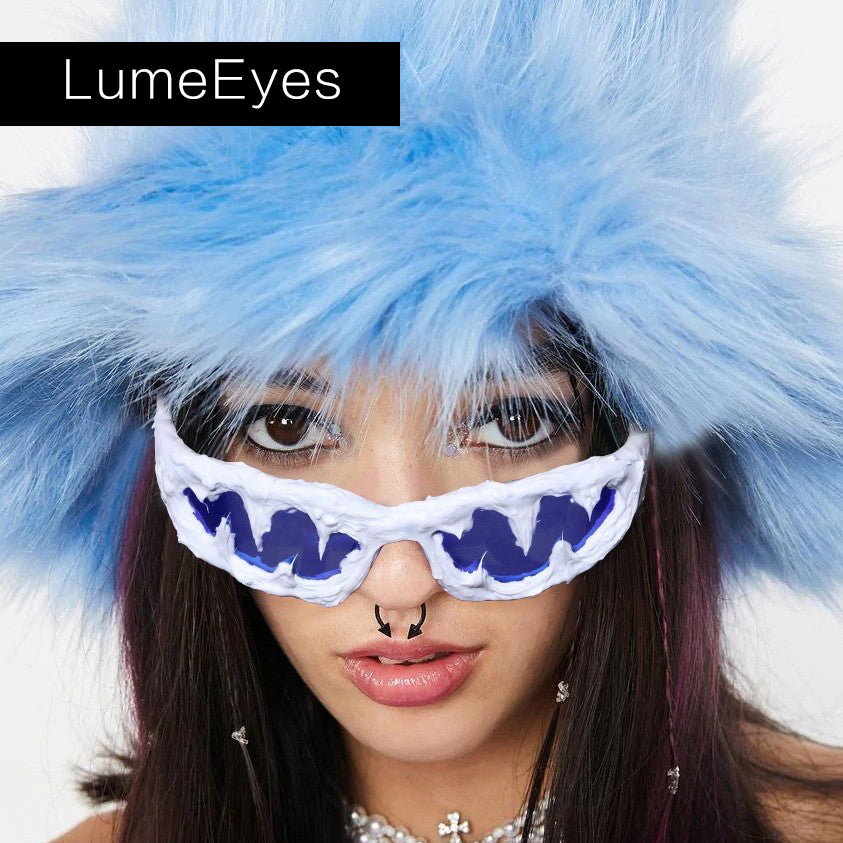 Avant-Garde Drip-Coated Sunglasses – Handcrafted Unisex Street Style Shades with Sharp Teeth Design