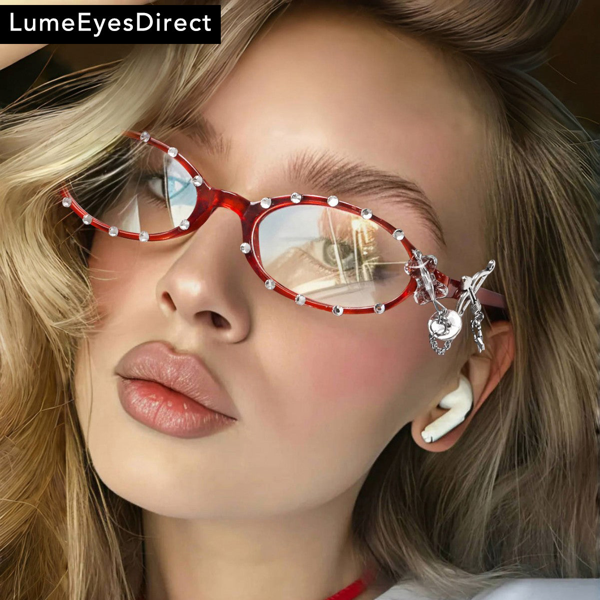 Cute Retro Y2K Angel Cupid Frames with Dangle Chains – Fashion Blue Light Eyewear