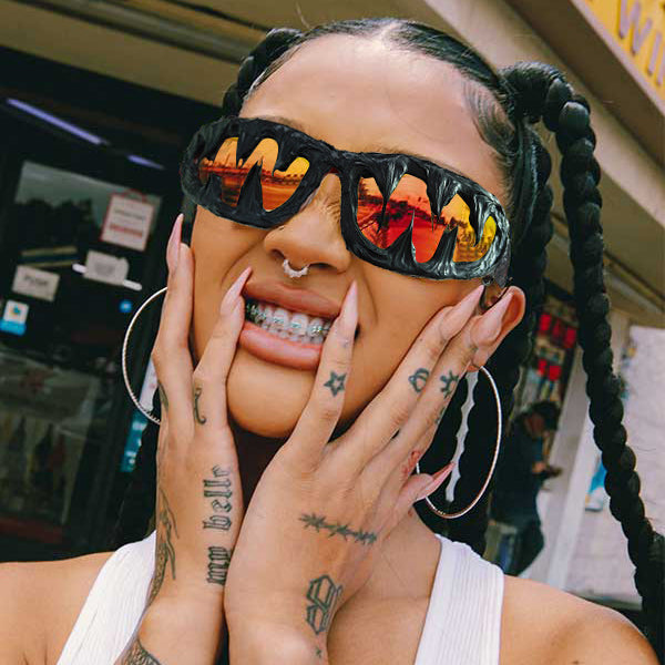 Avant-Garde Drip-Coated Sunglasses – Handcrafted Unisex Street Style Shades with Sharp Teeth Design
