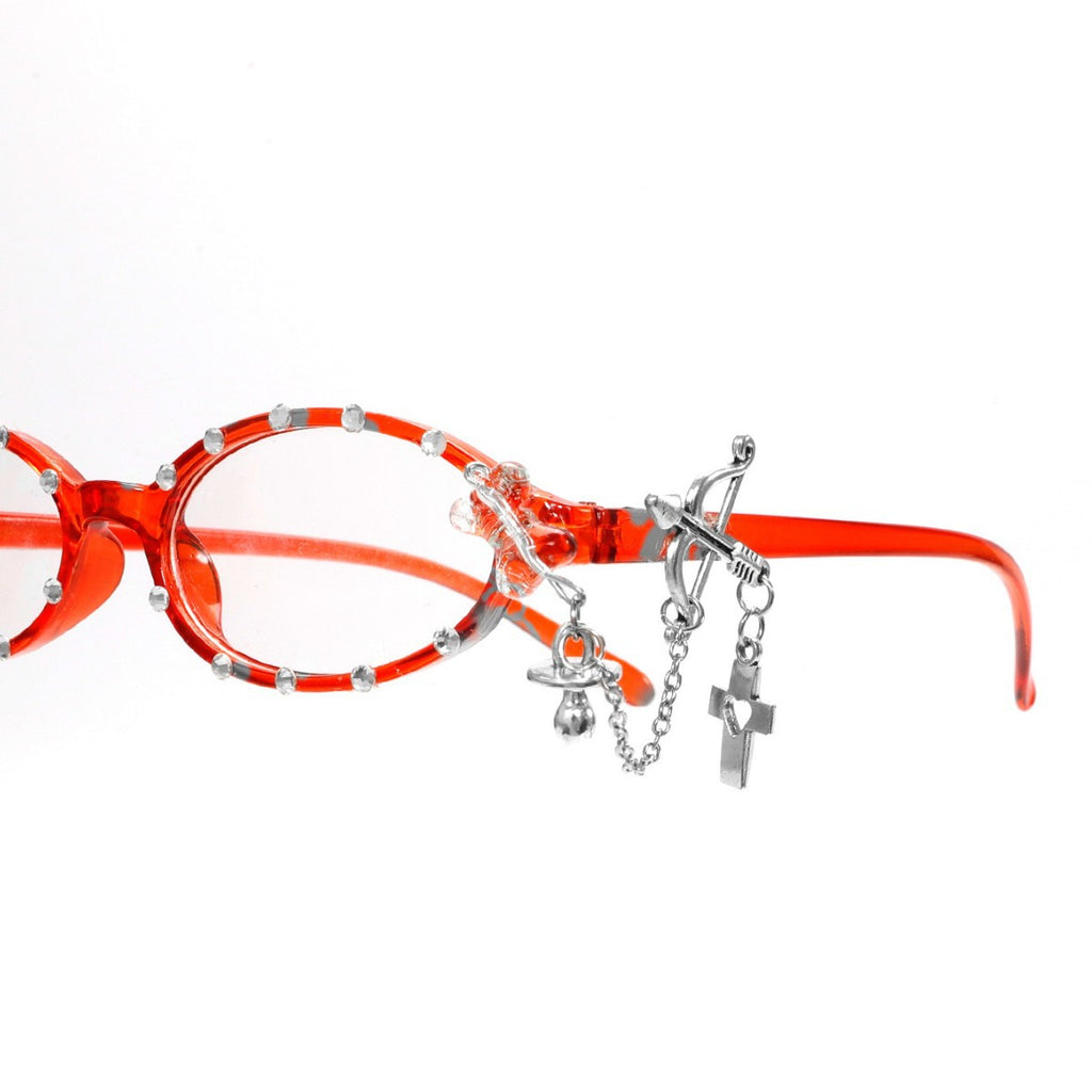 Cute Retro Y2K Angel Cupid Frames with Dangle Chains – Fashion Blue Light Eyewear