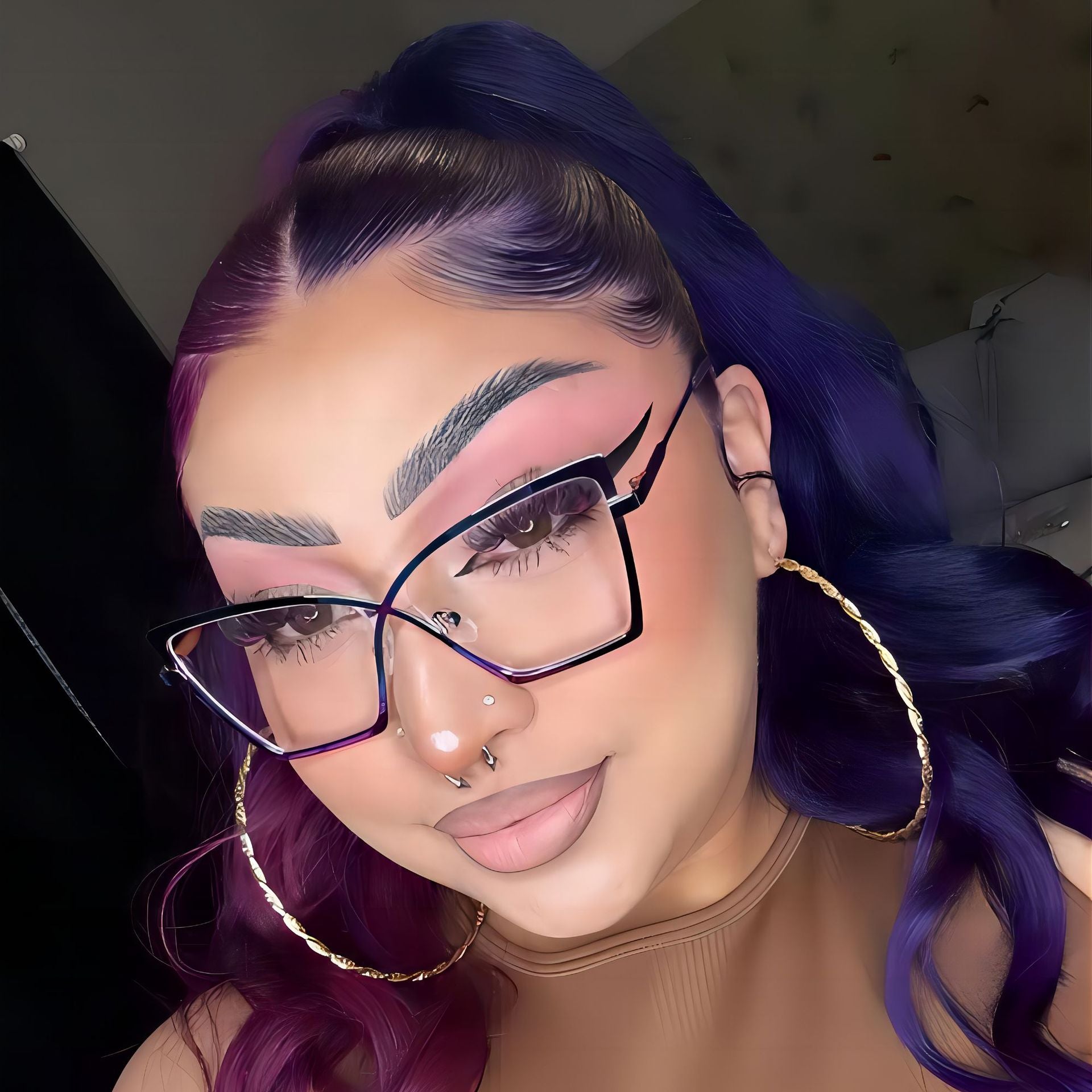 Oversized Metal Blue-Light Blocking Glasses – Trendy Vintage Eyewear Inspired by Street Style