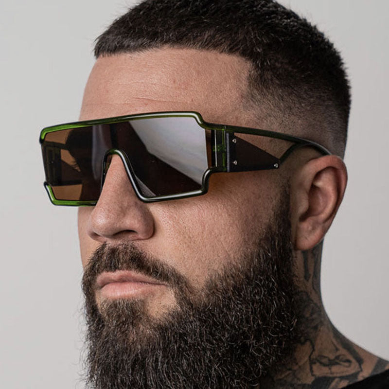 Avant-Garde Square Sunglasses with Cutout Design – Futuristic Statement Shades for Trendy Street Style