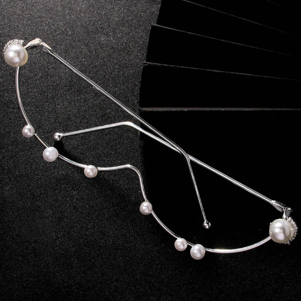 Pearl-Studded U-Shaped Eyeglass Frames – Punk-Inspired Asymmetrical Lensless Design