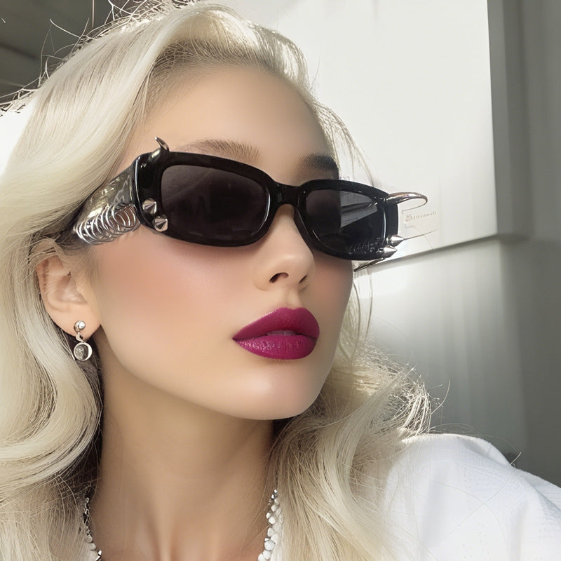 Square Black Punk Sunglasses – Luxury Sun Protection Shades for Women’s Party Style