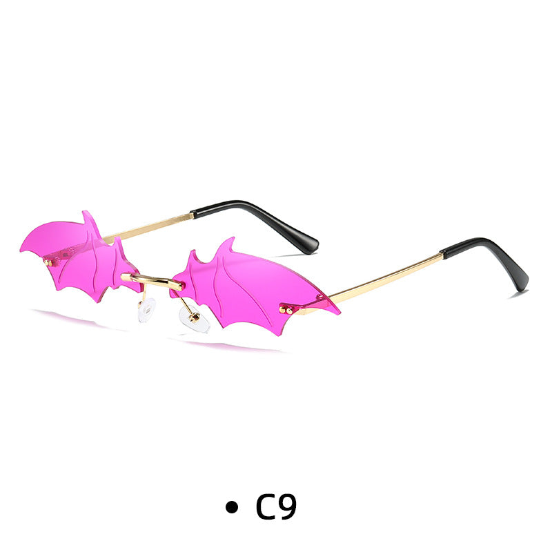 Personalized Bat Sunglasses – Unisex Glitter Street Style Shades – Trendy Halloween Fashion Accessory
