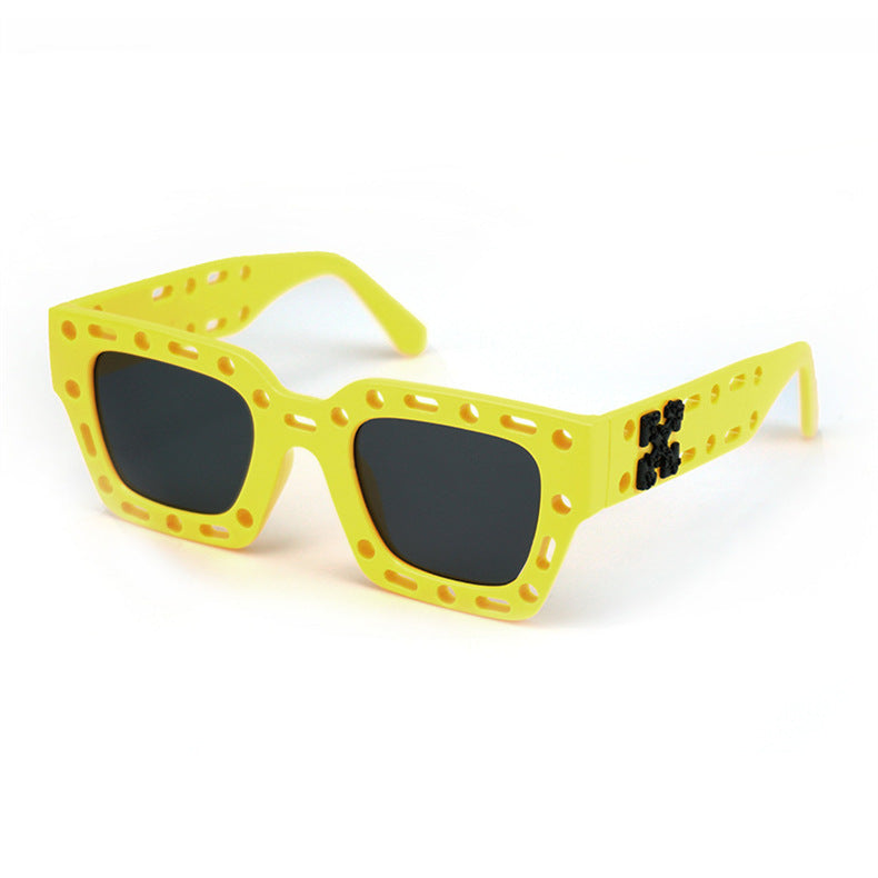 Hollow-Out Vibrant Color Sunglasses – Trendy Hip-Hop Style Fashion Shades for Men and Women