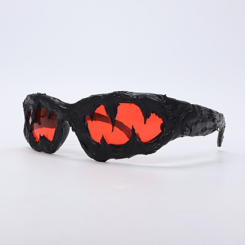 Avant-Garde Drip-Coated Sunglasses – Handcrafted Unisex Street Style Shades with Sharp Teeth Design