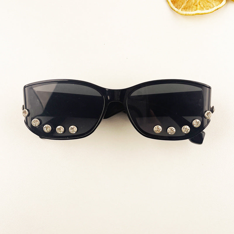 Black Frame Rhinestone Sunglasses – Irregular DIY Design, Cute & Cool Party-Ready Shades
