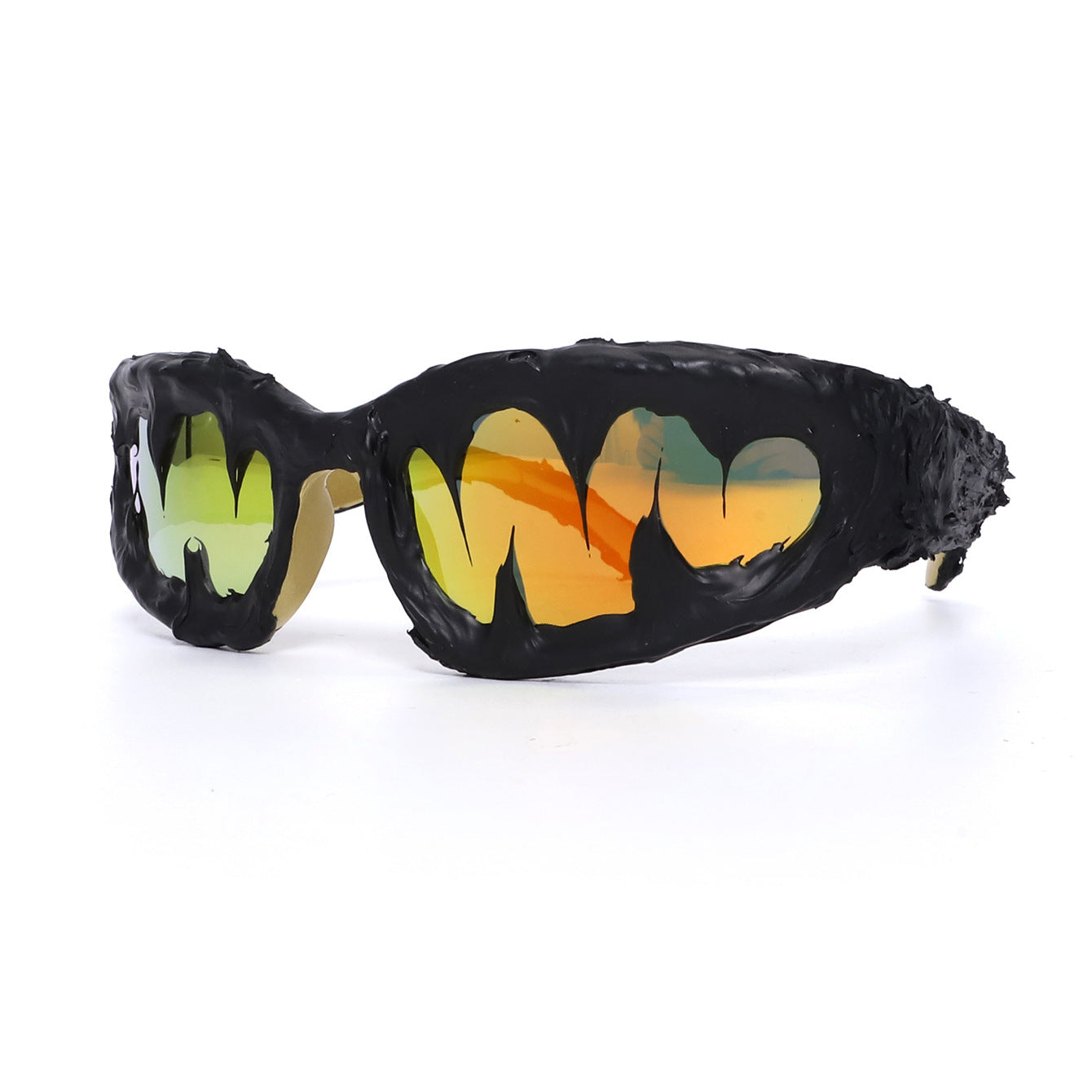 Avant-Garde Drip-Coated Sunglasses – Handcrafted Unisex Street Style Shades with Sharp Teeth Design