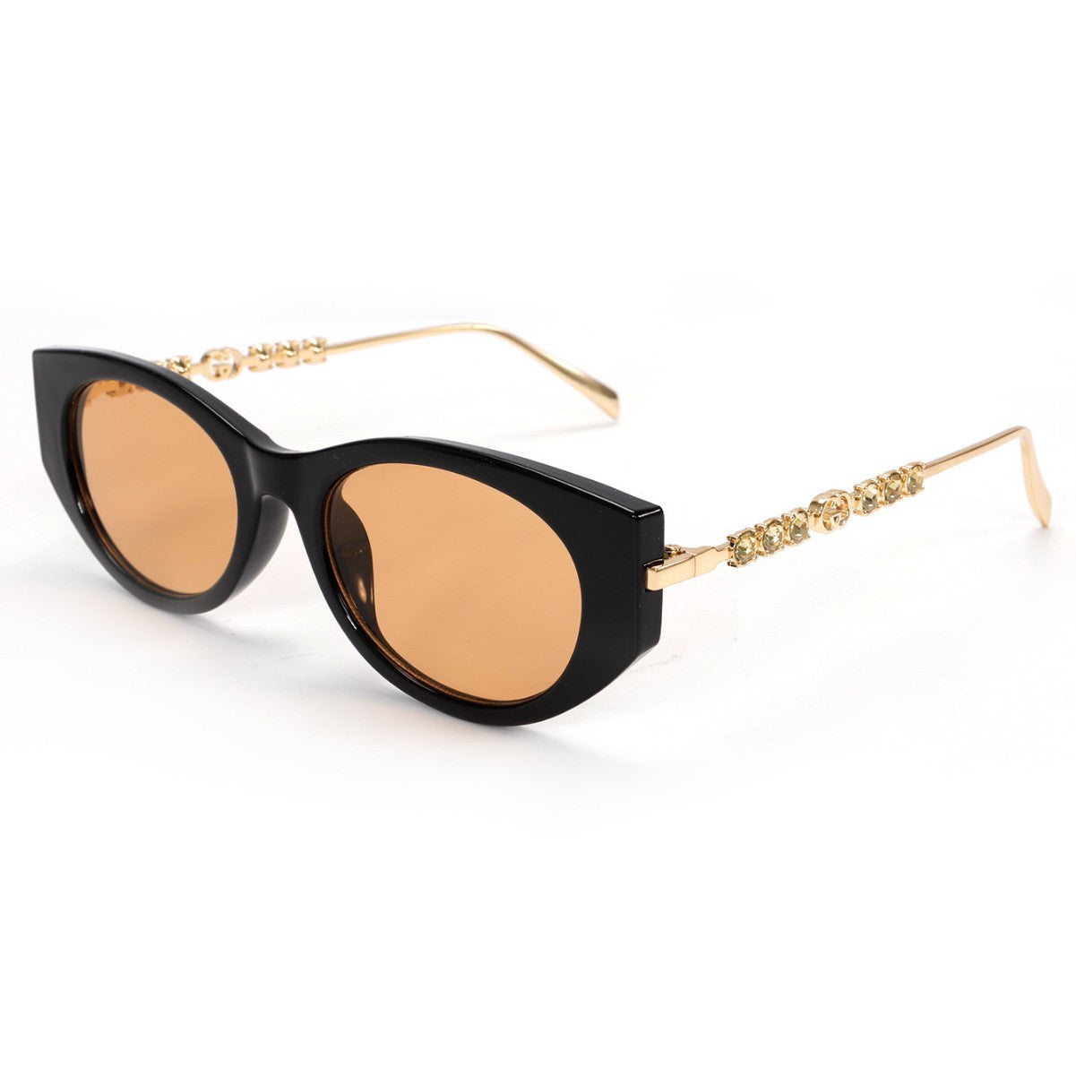 Retro Cat-Eye Sunglasses with Chain Design – Small Frame Fashion Shades for Women