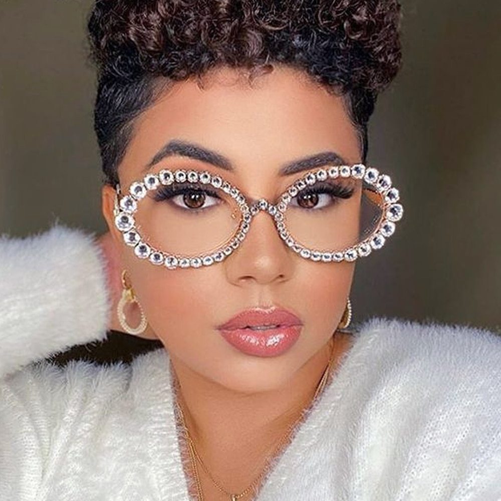 Rhinestone Hoop Eyeglass Frames – Trendy Summer Statement Accessory for Women