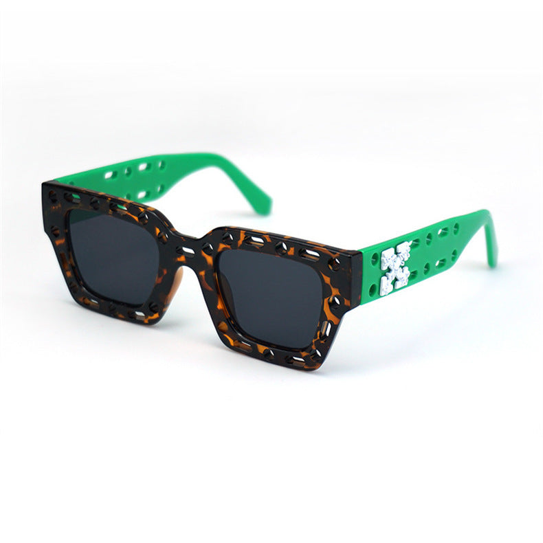 Hollow-Out Vibrant Color Sunglasses – Trendy Hip-Hop Style Fashion Shades for Men and Women