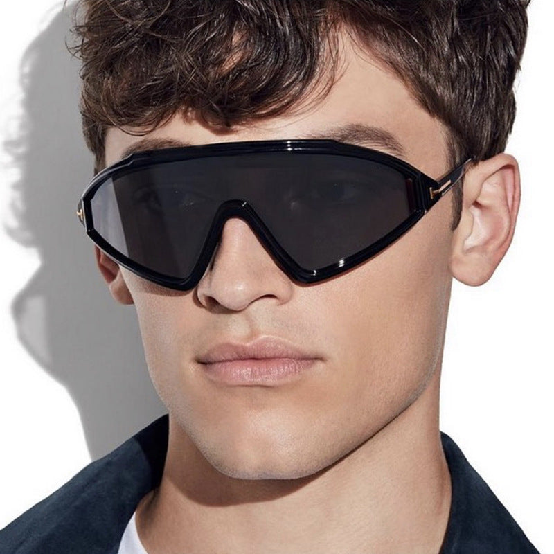 T-Shaped Asymmetric Split-Frame Sunglasses – Trendy Retro Runway Style