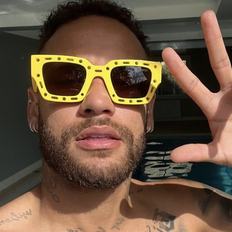 Hollow-Out Vibrant Color Sunglasses – Trendy Hip-Hop Style Fashion Shades for Men and Women