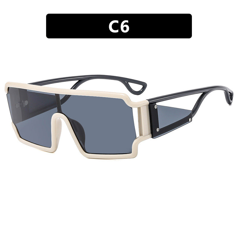 Avant-Garde Square Sunglasses with Cutout Design – Futuristic Statement Shades for Trendy Street Style