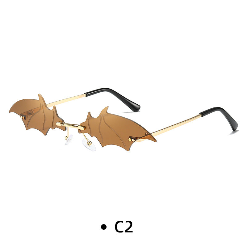 Personalized Bat Sunglasses – Unisex Glitter Street Style Shades – Trendy Halloween Fashion Accessory