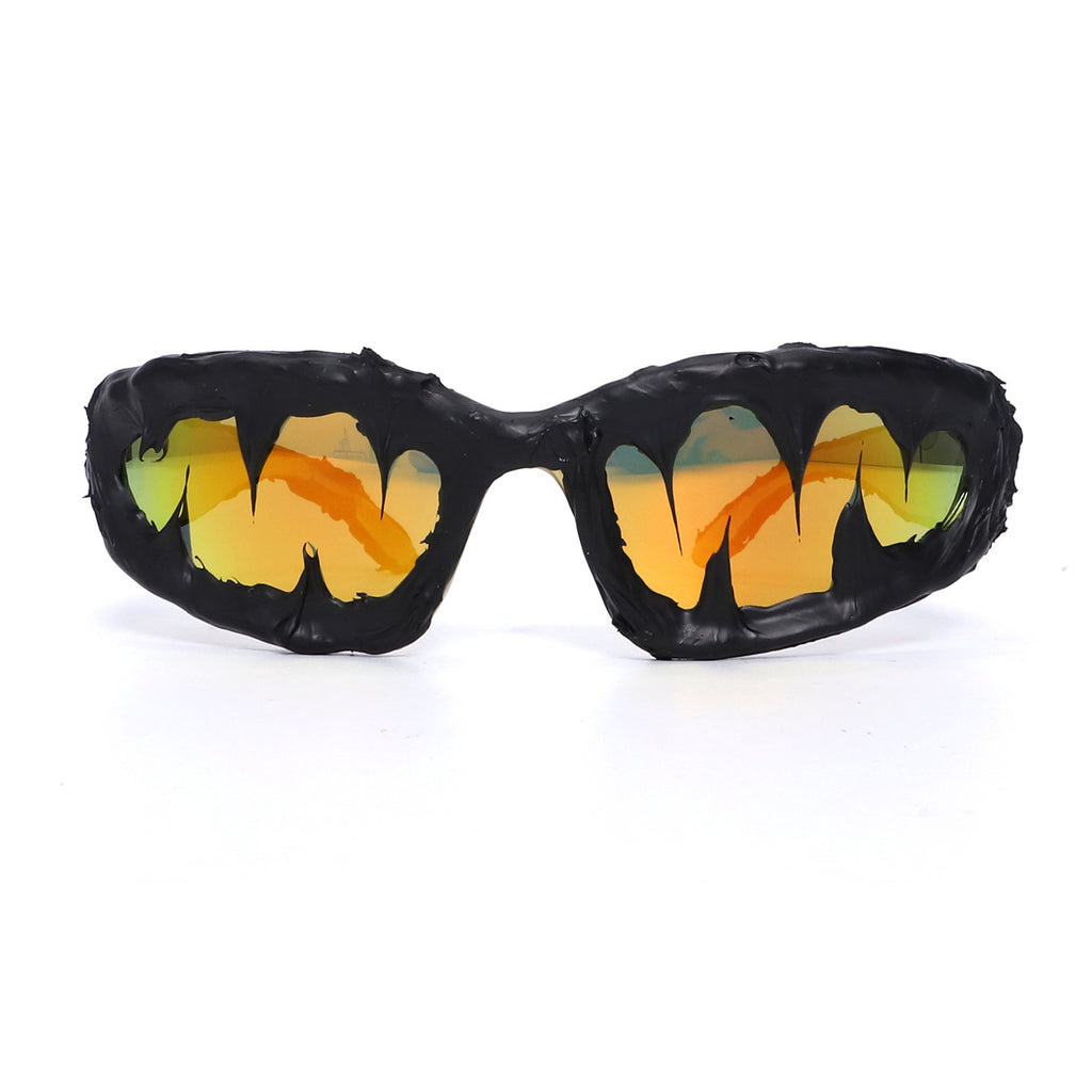 Avant-Garde Drip-Coated Sunglasses – Handcrafted Unisex Street Style Shades with Sharp Teeth Design