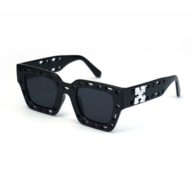 Hollow-Out Vibrant Color Sunglasses – Trendy Hip-Hop Style Fashion Shades for Men and Women