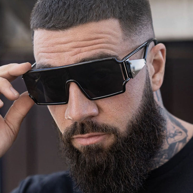 Avant-Garde Square Sunglasses with Cutout Design – Futuristic Statement Shades for Trendy Street Style