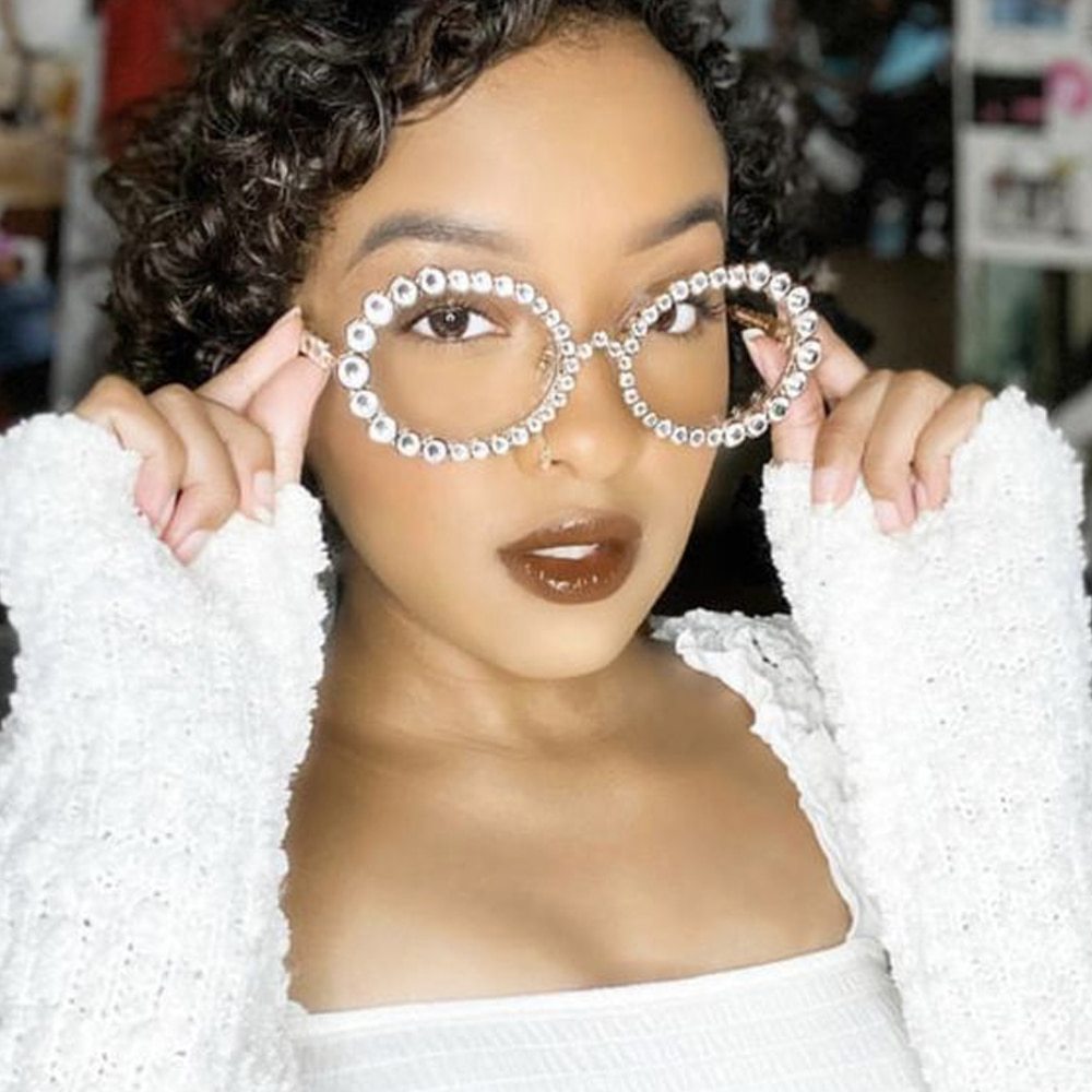 Rhinestone Hoop Eyeglass Frames – Trendy Summer Statement Accessory for Women