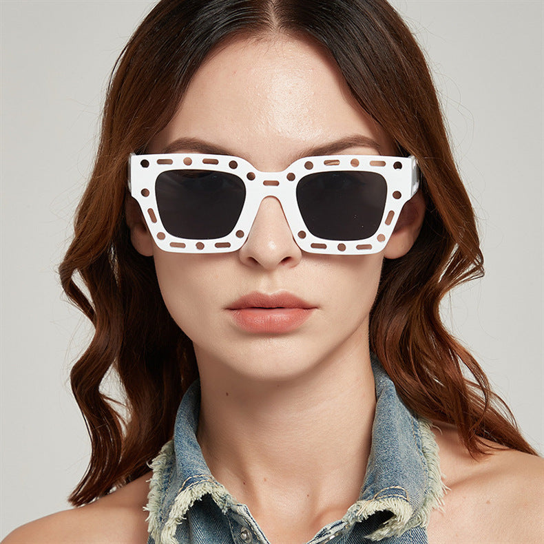 Hollow-Out Vibrant Color Sunglasses – Trendy Hip-Hop Style Fashion Shades for Men and Women