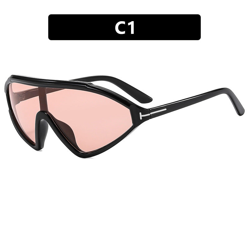 T-Shaped Asymmetric Split-Frame Sunglasses – Trendy Retro Runway Style