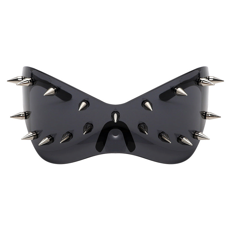 Y2K Oversized Rivet Frame Sunglasses – Futuristic Fashion Shades for Women & Men, Unique and Trendy Streetwear Eyewear