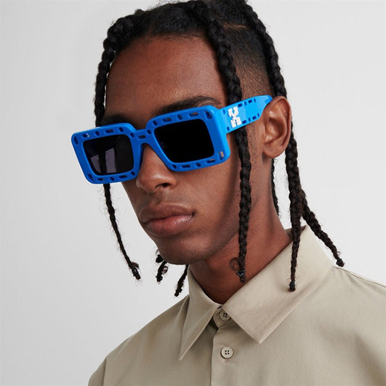 Hollow-Out Vibrant Color Sunglasses – Trendy Hip-Hop Style Fashion Shades for Men and Women