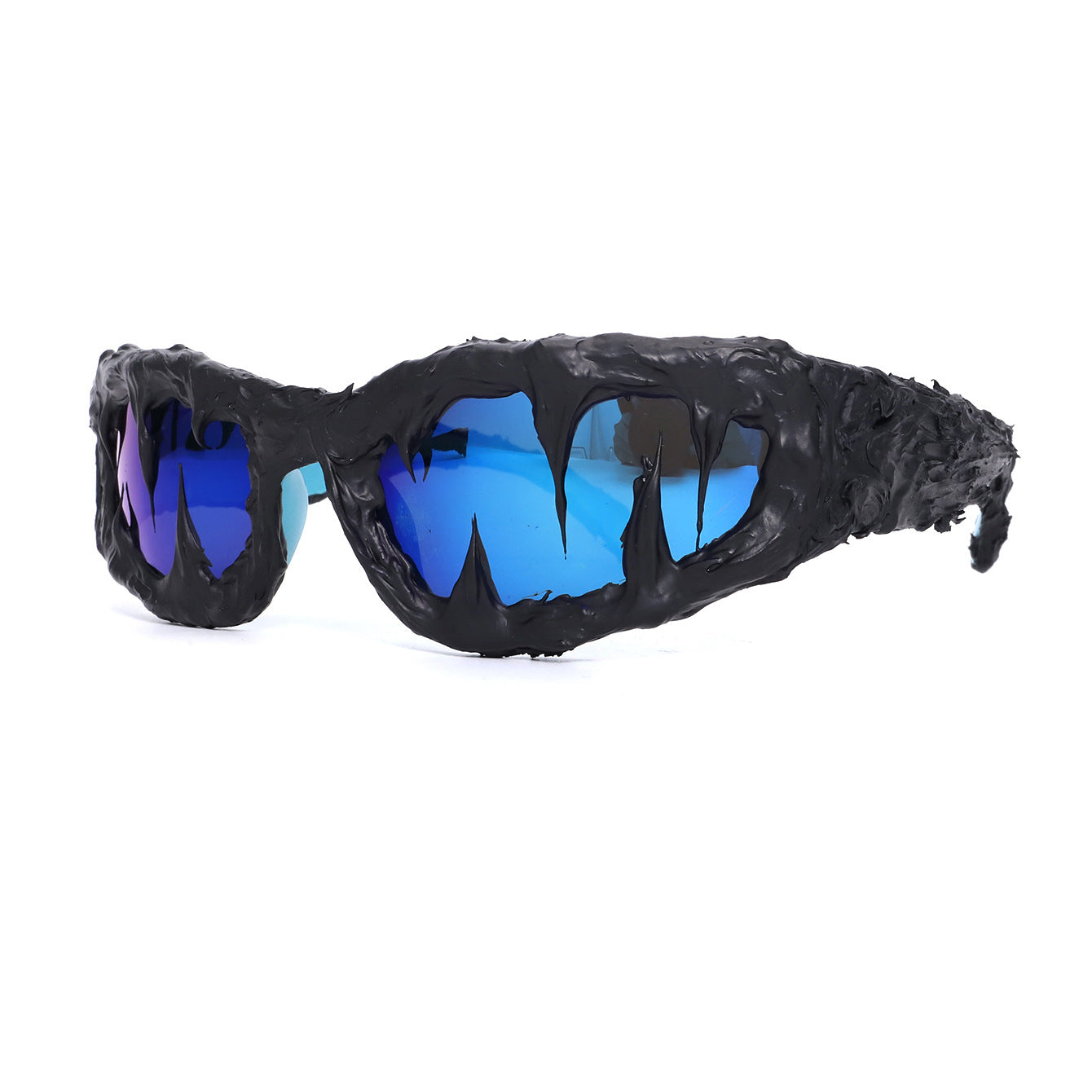 Avant-Garde Drip-Coated Sunglasses – Handcrafted Unisex Street Style Shades with Sharp Teeth Design
