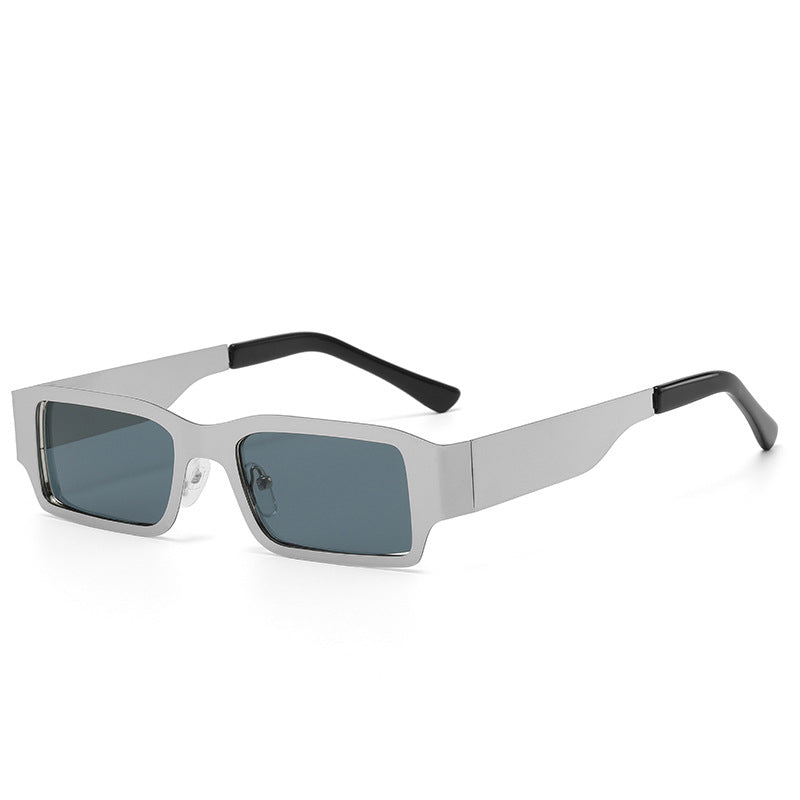 Cyberpunk Steel Frame Square Sunglasses – Trendy Metal Hip-Hop Style Shades